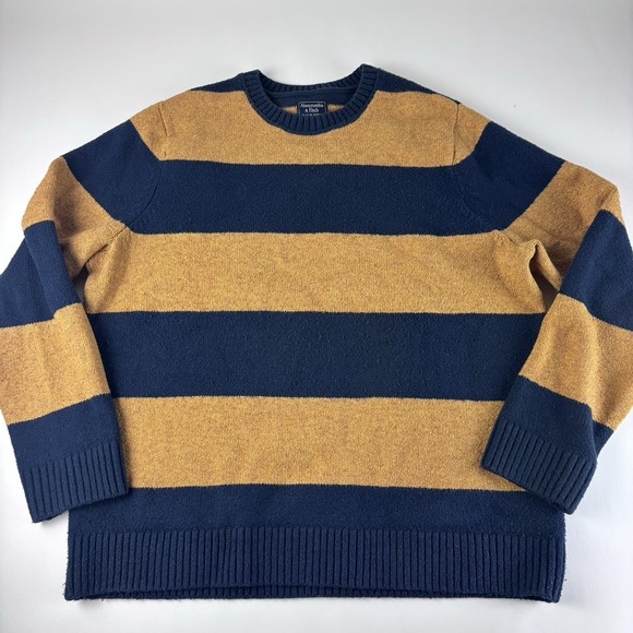 Abercrombie & Fitch Other - Abercrombie & Fitch Sweater Mens XXL Yellow Striped‎ Cotton Blend Crewneck 2XL